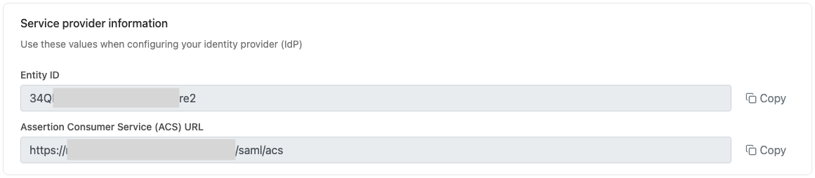 enterprise portal SAML service provider information